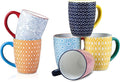 Selamica 16 oz Porcelain Coffee Mugs Set of 6, Coffee Cups Ceramic With Handle, Dishwasher, Oven, Microwave Safe, Assorted Colors | Coffee Cups, With Handle, Dishwasher, Oven, Microwave Safe