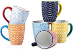 Selamica 16 oz Porcelain Coffee Mugs Set of 6, Coffee Cups Ceramic With Handle, Dishwasher, Oven, Microwave Safe, Assorted Colors | Coffee Cups, With Handle, Dishwasher, Oven, Microwave Safe