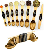 Pack of 8 Stainless Steel Magnetic Measuring Spoons Set, Dual Sided, Stackable, Adjustable Teaspoon and Tablespoon Measure Spoon with Leveler, Kitchen Gadgets
