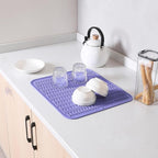 MicoYang Silicone Dish Drying Mat for Multiple Usage,Easy clean,Eco-friendly,Heat-resistant Silicone Mat for Kitchen Counter or Sink,Refrigerator or Drawer Liner Light Purple 2XL 24 inches x 18 inches
