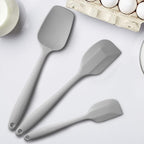 Silicone Spatula 3‑Piece Set Heat Resistant 600°F Non‑Stick Rubber Spatulas with Stainless Steel Core ALLWIN HOUSEWARE Large Spatula, Spoonula & Mini Spatula for Cooking & Baking, Light Grey