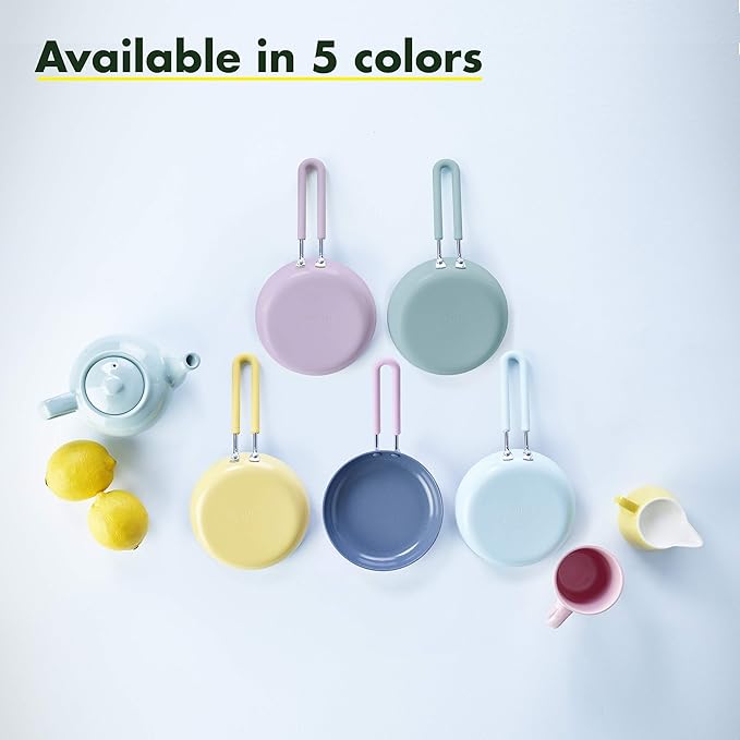 GreenPan Mini Healthy Ceramic Nonstick, 5" Round Egg Pan, PFAS-Free, Dishwasher Safe, Stay Cool Handle, Yellow