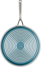 KitchenAid Hard Anodized Ceramic Induction Nonstick Cookware Frying Pan/Skillet with Lid, Dishwasher Safe, 12.25 Inch Non Stick Fry Pan with Stainless Steel Handle - Agave Blue