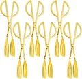 6PCS 9.8-Inch Stainless Steel Salad Tongs for Serving Heavy Duty Serving Tongs for Home Parties, Weddings, Buffets, Barbecues, Kitchen Utensils for Cake, Steak, Salad and More (6, Gold)