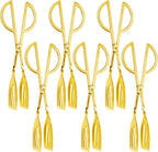 6PCS 9.8-Inch Stainless Steel Salad Tongs for Serving Heavy Duty Serving Tongs for Home Parties, Weddings, Buffets, Barbecues, Kitchen Utensils for Cake, Steak, Salad and More (6, Gold)