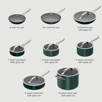 Ninja Ceramic Pro 14-Piece Cookware Set, Non-Stick Pots & Pans Set with Glass Lids, Nontoxic, PTFE Free, Ceramic Coated, Oven Safe, All Stovetops & Induction Compatible, British Racing Green CW39011GN