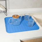MicoYang Silicone Dish Drying Mat for Multiple Usage,Easy clean,Eco-friendly,Heat-resistant Silicone Mat for Kitchen Counter or Sink,Refrigerator or Drawer Liner Lichen BlueL 2XL 24 inches x 18 inches