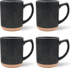 Black Diner Coffee Mugs Set of 4,11 Oz Ceramic Espresso Cups Set with Handle,Cup with Speckled for Children Boys Girls Women Men Gifts Microwave & Dishwasher Safe