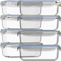 Razab 16 Pc (Set of 8) 30 Oz Glass Meal Prep Containers with Lids, Airtight Large Glass Food Storage Containers, Reusable Leak Proof BPA Free, Freezer to Oven and Dishwasher Safe