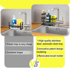 Fssvcd Maifan Sink Caddy Sponge Holder for Kitchen with Brush Holder and Stainless Steel Self Drain Tray, Rustproof Kitchen Sink Organizer for Sponge, Soap Dispenser Storage Accessories