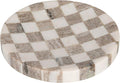 Bloomingville Round Marble Checkered Cheese and Serving Tray, Buff Color and White