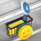 MURLONG Sponge Holder Smiley Face,Sink Caddy for kitchen Sink, Kitchen Organizer Sponge Holder with 2 PCS Suction Cups/1 PCS Adhesive Strips,Designed for Sponge,Soap,Dish brush,Scrubber-Bronze