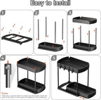 Multi-Purpose Pull-Out Storage Organizers, Under Sink/Cabinet Organizers and Storage for Bathroom & Kitchen, Black, 12.8 Inches, 2 Packs