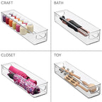 iDesign Slim Clear Plastic Storage Bin, Extra Long Narrow Stackable Organizer for Kitchen and Pantry, 2-Pack