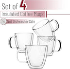 BTaT- Double Walled Espresso Cups, 5 oz, Set of 4, Clear Coffee Mugs, Double Wall Insulated Espresso Cups, Small Coffee Mugs for Tea, Lattes, Macchiatos, Hot & Cold Beverages, Microwave Safe