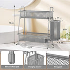 LEMIKKLE Spice Rack Organizer for Kitchen Counter, Spices Organizer and Storage Seasoning Organizer for Cabinet, Kitchen Metal Countertop Organizer with Side Basket (Grey)