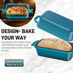 Enameled Cast Iron Sourdough Bread Dutch Oven, 9x5 Inch Loaf Cast Iron Bread Pan for Homemade Bread Baking, Sourdough Baking Pans, Meatloaf Pan with Lid, 2 Piece set, Emerald