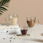 CNGLASS Double Wall Glass Coffee Mugs 12 oz,Insulated Glass Coffee Cups with Handle,Clear Espresso Mugs for Cappuccino,Latte,Tea Bags,Hot and Cold Beverages,Set of 2