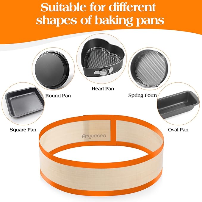 Silicone Baking Mat for Springform Pan,Prevent cake from Sticking to Side,Easy Clean & Non Sick Silicone Baking mat for Cheesecake Pan (Orange 2 pcs)
