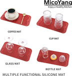 MicoYang Silicone Dish Drying Mat for Multiple Usage,Easy clean,Eco-friendly,Heat-resistant Silicone Mat for Kitchen Counter or Sink,Refrigerator or Drawer Liner Red S 12 inches x 6 inches