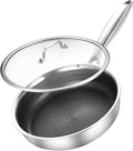 DELARLO 8inch Tri-Ply Stainless Steel Frying Pan With Lid, Nonstick Omelette Pans, Small Egg Pan Durable Chef's Pan,Induction Kitchen Skillets, Compatible with All Cooktops, Up to 600℉