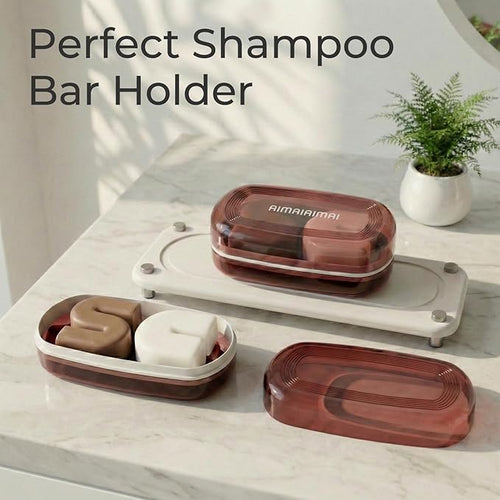 AIMAIAIMAI Shampoo Bar Holder Travel Case for Two Bars – Compatible with Kitsch Solid Shampoo & Conditioner Bars, Large Soap Container for Bathroom or Travel (1 Pack, Red Style A-Large)