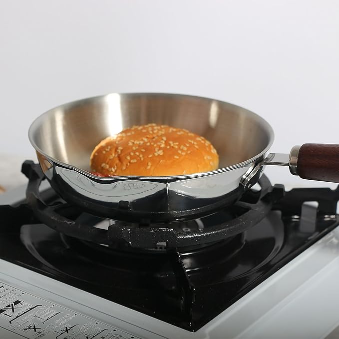 IMEEA 6.3-Inch Egg Pan Omelet Pan SUS304 Stainless Steel Small Frying Sauce Pan with Wodden Handle