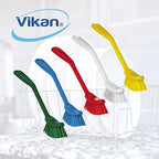 Vikan - Fine Dish Brush - Heavy-Duty, Narrow, Slip-Resistant Cleaning Brush, Polypropylene, Polyester Bristle, 11 Inch, Blue, (42873)