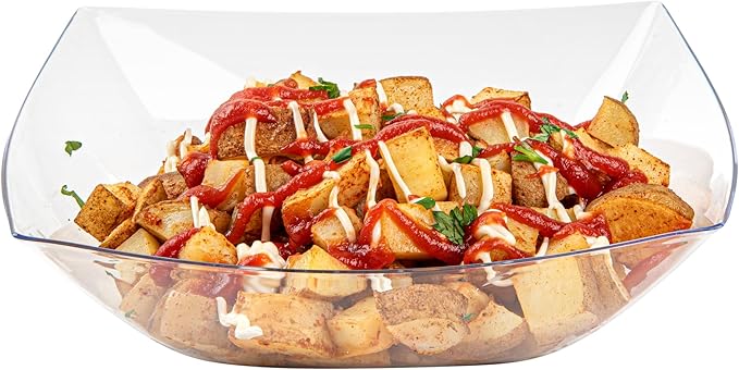 Restaurantware Moderna 64 Ounce Fancy Plastic Bowls 10 Square Disposable Salad Bowls - Durable Heavy-duty Clear Plastic Bowls For Warm And Cold Foods (Pack of 4)