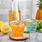 I00000 Heavy Duty Plastic Cups, 9 oz, Gold Rimmed, Clear, 100 Count, BPA Free, Disposable, for Party & Wedding