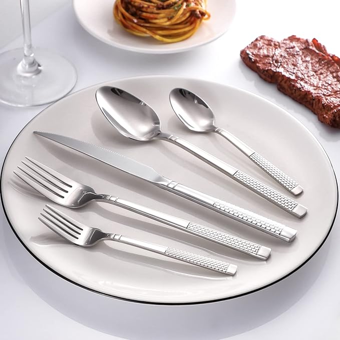 Silverware Set 20-Piece Stainless Steel Flatware Set for 4 Cutlery Utensil Sets Includes Forks Spoons Knives for Home Restaurant Hotel