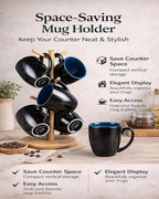 GBhome 16oz Coffee Mugs Set of 6, Large Ceramic Coffee Mugs for Man, Woman, Dad, Mom, Modern Coffee Mugs Set with handle for Tea/Latte/Cappuccino/Milk/Cocoa. Dishwasher&Microwave Safe,Blue