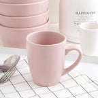 Stone Lain Albie Stoneware 16-Piece Modern Dinnerware Set, Kitchen Plates and Bowls Sets, Service for 4, Pink, Microwave & Dishwasher Safe