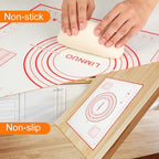 Silicone Baking Mat，Non Stick Rolling Dough with Measurements for Pie Pizza Cookies Fondant Making，Extra Thick Non Slip Silicone Pastry Mat (Red, XL-20"×28")
