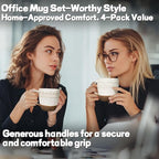 Artena Ceramic Coffee Mugs Set of 4, 16oz Embossed Large Latte Mugs Coffee Cups with Handle for Tea, Latte, Cappuccino & Cocoa, Milk Dishwasher & Microwave Safe, White (Damask Floral)