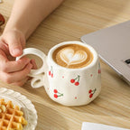 Ceramic Cute Mug For Women,Pretty Coffee Mug,9 oz,Nnique Espresso Mug.Hand-Painted Tea Cup for Women