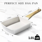 GiPP Japanese Omelette Pan, Tamagoyaki Egg Pan, Nonstick Egg Frying Pan, Rectangle Granite Cookware, PFOS & PFOA Free, White