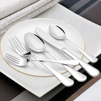 Silverware Set, 40 Piece Stainless Steel Cutlery Sets for 8, Heavy Duty Flatware, Mirror Polished Forks Spoons and Knives Set, Reusable Utensils for Home Kitchen, Dishwasher Safe