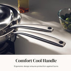 Redchef Stainless Steel Skillet, Stainless Steel Frying Pan, Professional Uncoated Frying Pan, Healthy Induction Cookware for Searing & Sautéing, Warp-Resistant Bonded Bottom, Oven Safe Pan, 9.5 Inch