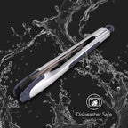 KITCHENDAO Tongs for Cooking with Silicone Tips 12 Inch, One-handed for Convenience, Soft-touch Handle, Silicone Tipped Stainless Steel Kitchen Food Grill BBQ Tongs for Non-stick Cookware Air Fryer
