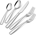 E-far Heavy Duty Silverware Set for 12, 60-Piece Stainless Steel Flatware Cutlery Set, Thick Metal Tableware Eating Utensils Include Forks Spoons Knives, Square Edge & Mirror Polished, Dishwasher Safe