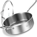 LOLYKITCH 5 QT Tri-Ply Stainless Steel Sauté Pan,12 Inch Deep Frying Pan with Lid,Large Skillet,Jumbo Cooker,Induction Cooking Pan,Dishwasher and Oven Safe.