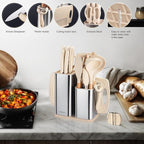RAXCO Cooking Utensils Set,12-Piece Kitchen Utensils and Accessories,6-Piece Knife set,utensilios de cocina,Khiki