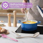 Onader Silicone Cooking Utensils Set, 6 Pcs Kitchen Utensils for Cooking, Heat Resistant Kitchen Gadgets Tools Set for Nonstick Cookware - 3 Mixed Color (Khaki & Pink & White)