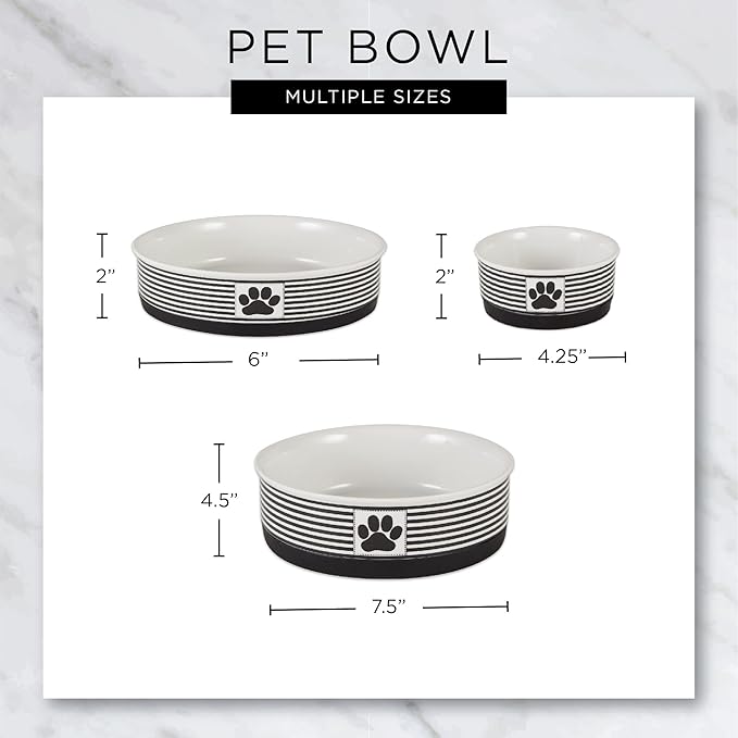 Bone Dry Ceramic Pet Collection Chevron, Small Set, 4.25x2, Gray, 2 Piece