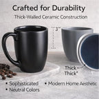 GBhome 12oz Coffee Mugs Set of 6,Ceramic Coffee Mugs for Man, Woman, Dad, Mom, Modern Coffee Mugs Set with handle for Tea/Latte/Cappuccino/Milk/Cocoa. Dishwasher&Microwave Safe,Multi-Color
