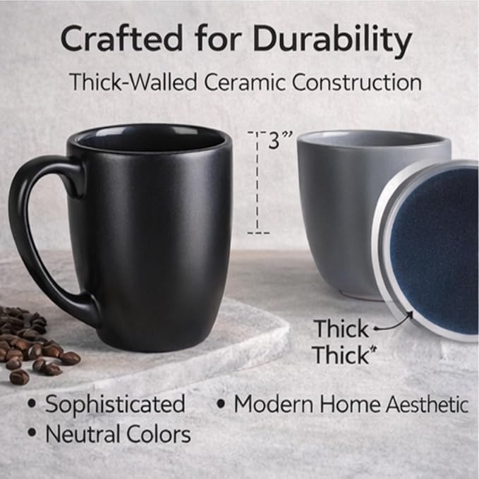 GBhome 12oz Coffee Mugs Set of 6,Ceramic Coffee Mugs for Man, Woman, Dad, Mom, Modern Coffee Mugs Set with handle for Tea/Latte/Cappuccino/Milk/Cocoa. Dishwasher&Microwave Safe,Multi-Color