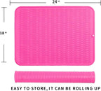 MicoYang Silicone Dish Drying Mat for Multiple Usage,Easy clean,Eco-friendly,Heat-resistant Silicone Mat for Kitchen Counter or Sink,Refrigerator or Drawer Liner Rose 2XL 24 inches x 18 inches