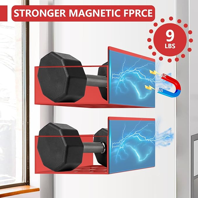 Magnetic Spice Rack for Refrigerator Seasoning Organizer for Spice Fridge Shelf storage Magnetic Shelf with Hook for Oven(6pack) (4Pack-red)