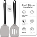 Coukre 2 Pack Silicone Spatula Set, High Heat Resistant, BPA Free Kitchen Spatula, Solid & Slotted Turner for Non-Stick Pans, Sautéing, and Flipping (2, Gray)